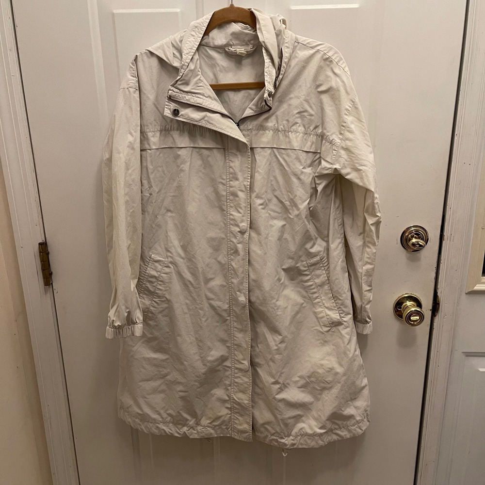 Eileen Fisher‎ Hooded Organic Cotton Parka Jacket Ivory Off-White Small Anorak - Picture 2 of 9